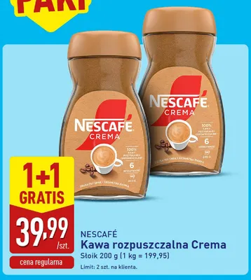 Kawa rozpuszczalna Nescafe Crema promocja w Aldi