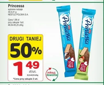 Wafel Princessa Longa Mleczna promocja w Marketvita