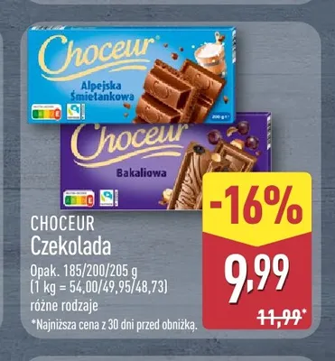 Czekolada Choceur Bakaliowa promocja w Aldi