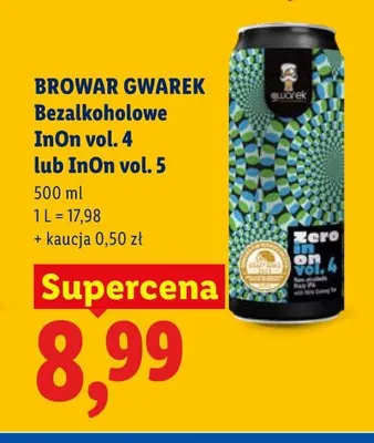 Piwo bezalkoholowe Browar Gwarek InOn vol. 5 promocja w Lidl