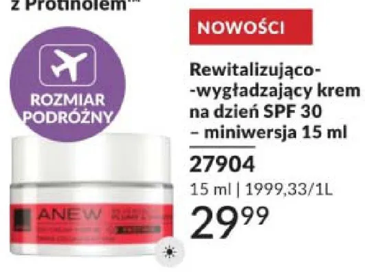 Rewitalizująco-wygładzający krem na dzień SPF 30 Anew - miniwersja promocja w AVON