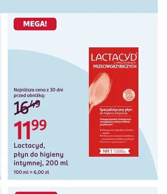 Płyn do higieny intymnej Lactacyd Przeciwgrzybiczy promocja w Rossmann