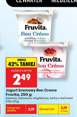 Jogurt kremowy Bon Creme Fruvita kokosowo-migdałowy promocja w Biedronka