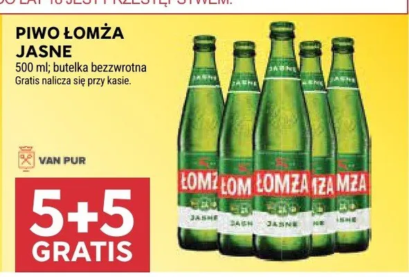 Piwo Łomża Jasne promocja w Stokrotka