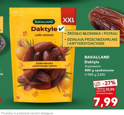 Daktyle drylowane całe owoce Bakalland promocja w Kaufland