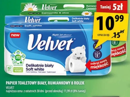 Papier toaletowy biały, rumiankowy 8 rolek promocja w Arhelan