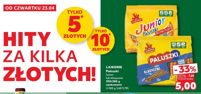 Paluszki Junior lub klasyczne Lajkonik promocja w Kaufland