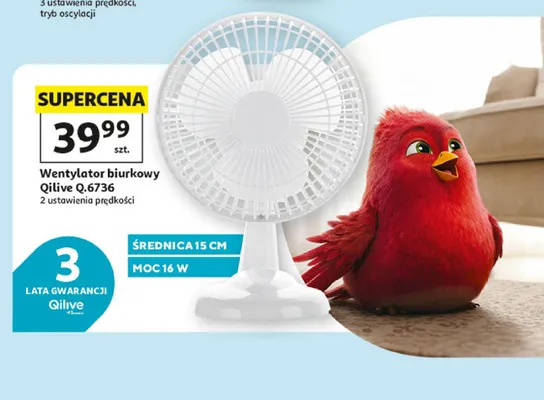 Wentylator biurkowy Qilive Q.6736 15cm 16W promocja w Auchan