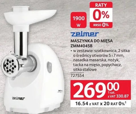Maszynka do mięsa ZMM4045B Zelmer promocja w Selgros