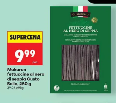 Makaron fettuccine al nero di seppia Gusto Bello promocja w Biedronka