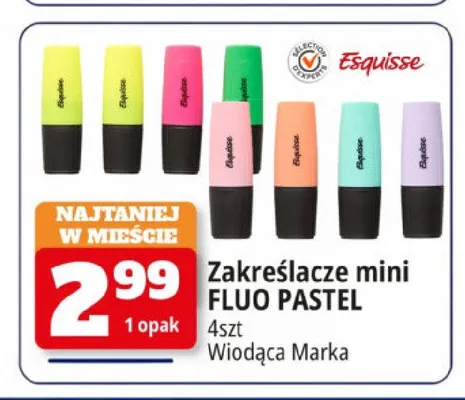 Zakreślacze mini FLUO PASTEL 4 szt Esquisse promocja w Leclerc