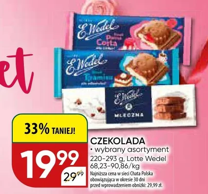 Czekolada wybrany asortyment promocja w Chata Polska