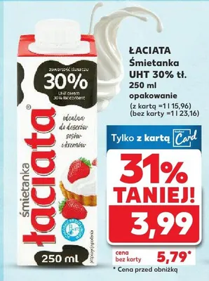 Śmietanka UHT 30% tł. promocja w Kaufland