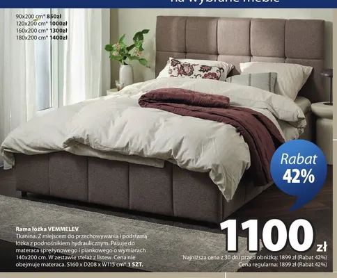 Rama łóżka Vemmelev 140x200 cm promocja w Jysk