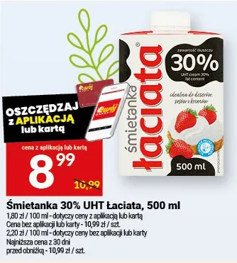 Śmietanka 30% UHT promocja w Twój Market