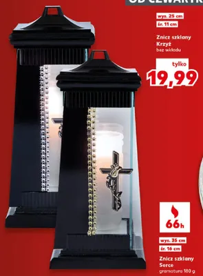 Znicz szklany Krzyż bez wkładu promocja w Kaufland