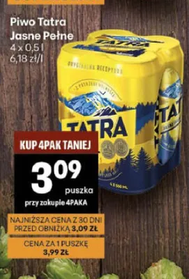 Piwo Tatra Jasne Pełne promocja w Delikatesy Centrum