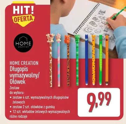 Długopisy żelowe wymazywalne Home Creation promocja w Aldi