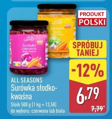 Surówka słodko-kwaśna do wyboru: czerwona lub biała promocja w Aldi