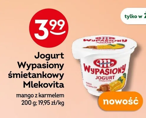 Jogurt Wypasiony śmietankowy mango z karmelem Mlekovita promocja w Żabka
