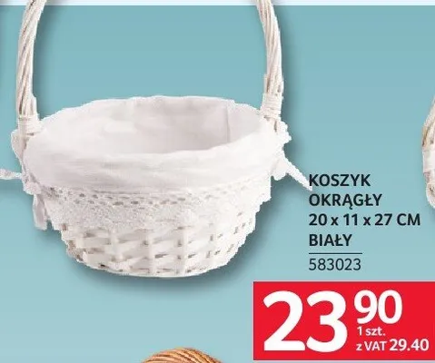 Koszyk okrągły 20 x 11 x 27 cm biały promocja w Selgros