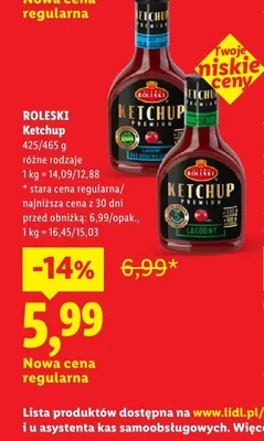 Ketchup łagodny Roleski promocja w Lidl