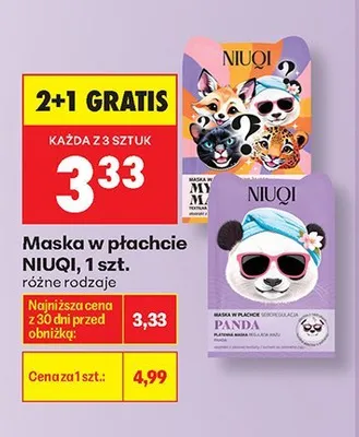 Maska w płachcie NIUQI Szop promocja w Biedronka