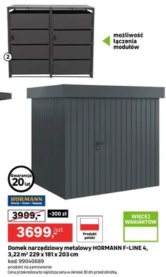 Domek narzędziowy metalowy F-LINE 4 promocja w Leroy Merlin