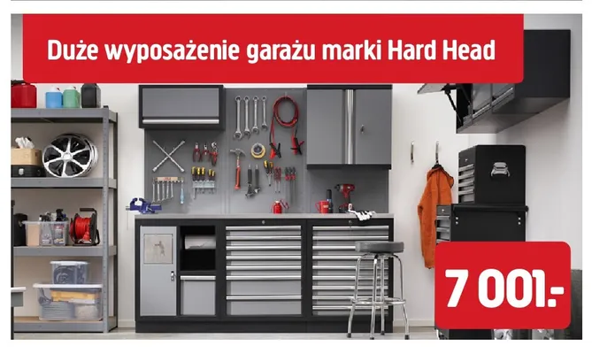 Duże wyposażenie garażu Hard Head promocja w Jula