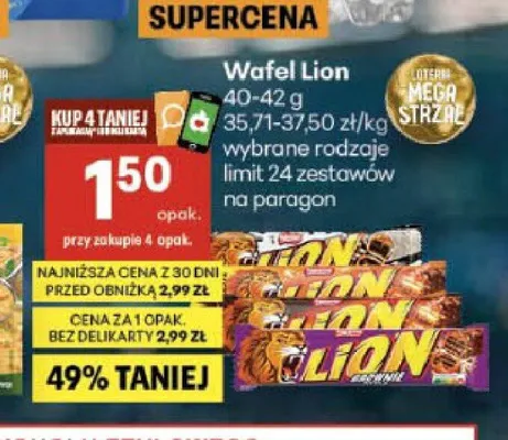 Wafel Lion promocja w Delikatesy Centrum