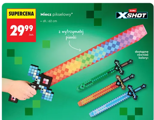 Miecz pikselowy dł. 62cm z wytrzymałej pianki promocja w Biedronka