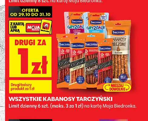 Kabanosy Exclusive wieprzowe Tarczyński promocja w Biedronka