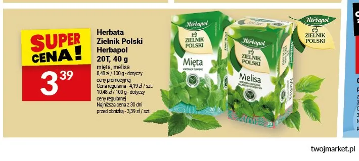 Herbata ziołowa Herbapol Zielnik Polski Melisa promocja w Twój Market