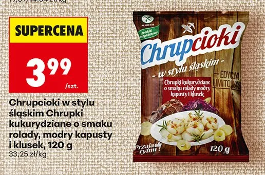 Chrupki kukurydziane Chrupcioki w stylu śląskim o smaku rolady modrej kapusty i klusek promocja w Biedronka