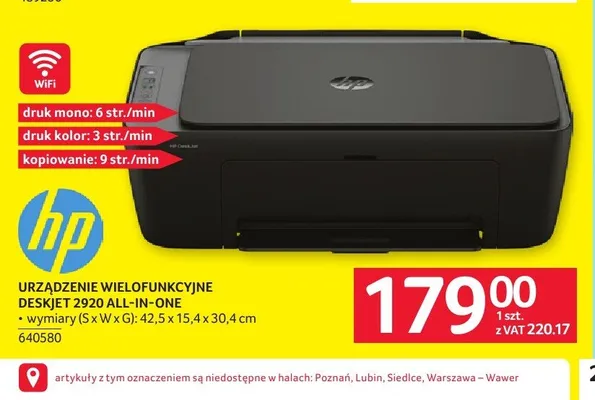 Urządzenie wielofunkcyjne HP DeskJet 2920 All-in-One promocja w Selgros