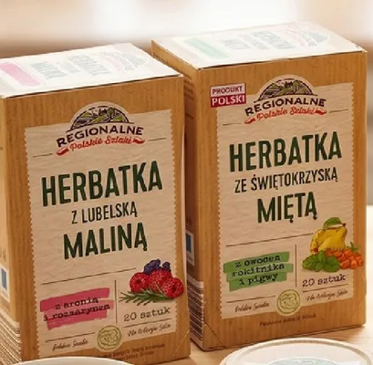 Herbatka owocowo-ziołowa ze świętokrzyską miętą z owocem rokitnika i pigwy Regionalne Polskie Szlaki promocja w Lidl