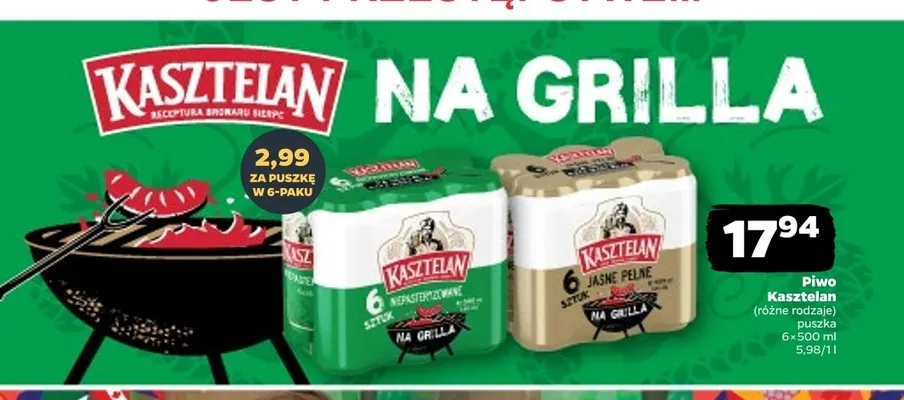 Piwo Kasztelan Jasne Pełne 6-pak 500 ml promocja w Netto