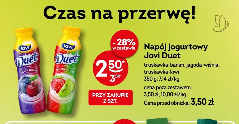 Napój jogurtowy Jovi Duet jagoda-wiśnia promocja w Żabka