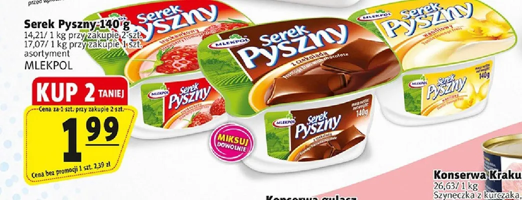 Serek Puszny truskawkowy Mlekpol promocja w Prim Market