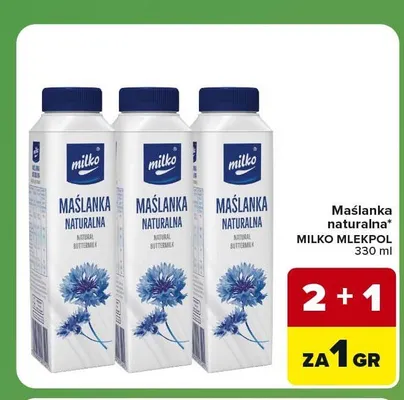 Maślanka naturalna Milko Mlekpol promocja w Carrefour Express