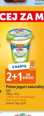 Primo jogurt naturalny Zott promocja w Leclerc