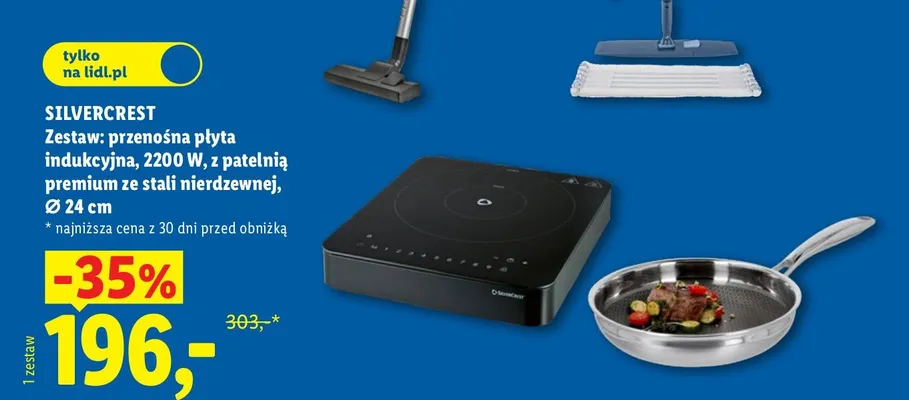 Zestaw przenośna płyta indukcyjna Silvercrest + patelnia premium ze stali nierdzewnej promocja w Lidl