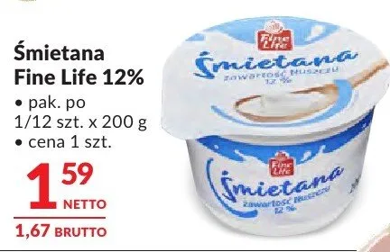 Śmietana Fine Life 12% promocja w Makro