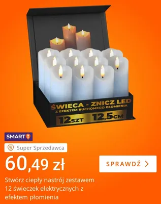 Zestaw 12 świeczek elektrycznych z efektem płomienia Allegro promocja w Allegro