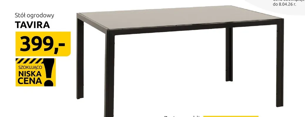 Stół ogrodowy Tavira promocja w Black Red White