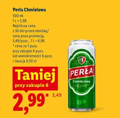 Piwo Perła Chmielowa promocja w Lidl