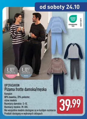 Piżama frotte damska UP2FASHION promocja w Aldi