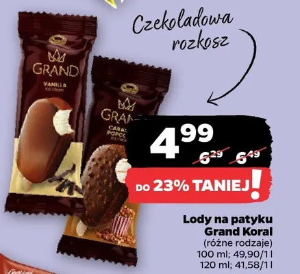 Lody na patykę Grand Koral (różne rodzaje) promocja w Netto