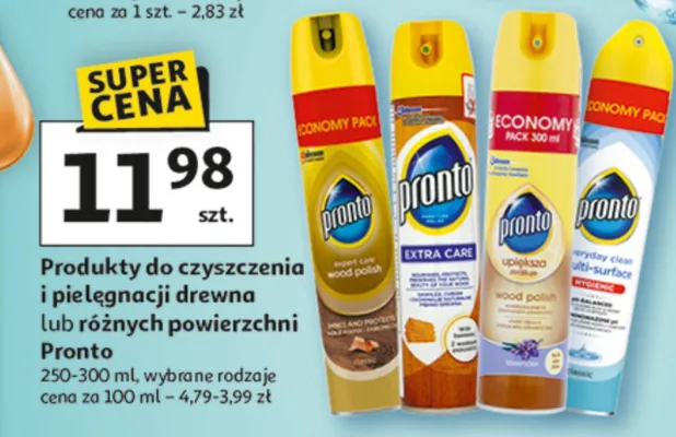 Produkty do czyszczenia i pielęgnacji drewna lub różnych powierzchni Pronto promocja w Auchan