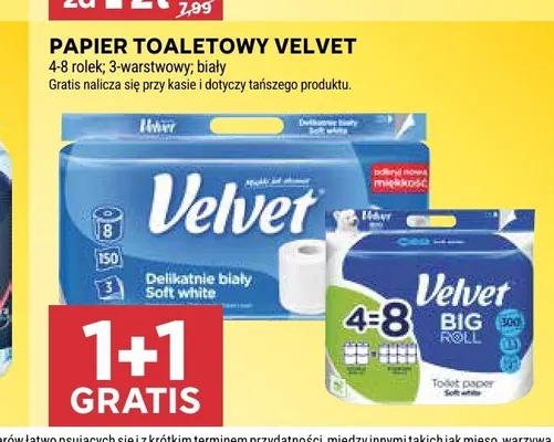Papier toaletowy Velvet Delikatnie biały Soft white 8-pak promocja w Stokrotka